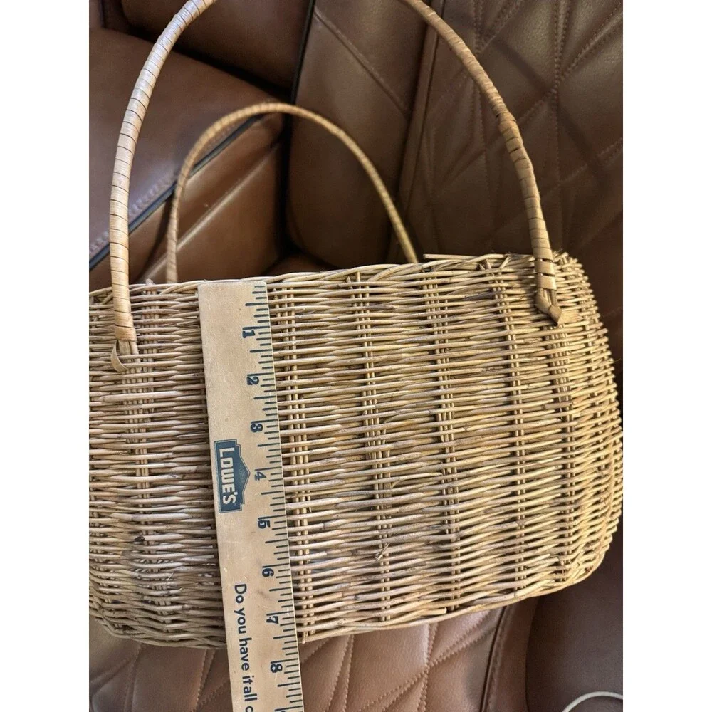 Vintage Large Wicker Basket with Handles Rustic Farmhouse Storage Laundry